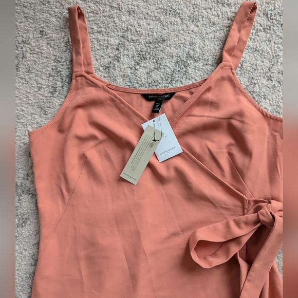 NWT Banana Republic coral pink wrap dress women's 8p petite size 8 straps - Picture 9 of 9